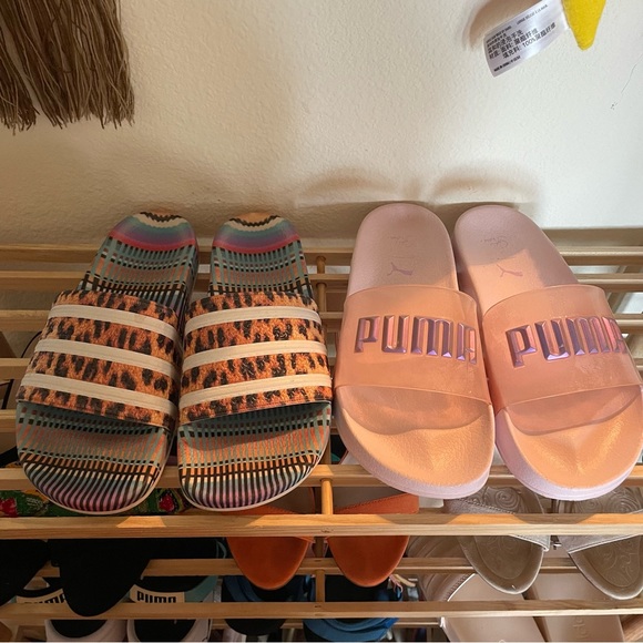 Pink Puma Slides Fenty Glitter Pink Iridescent Logo slide on Sandals size 9 8.5 - Picture 6 of 6
